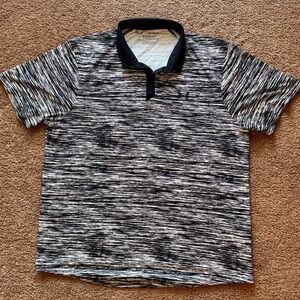 Under Armour Black and White Polo Shirt Sporty Design